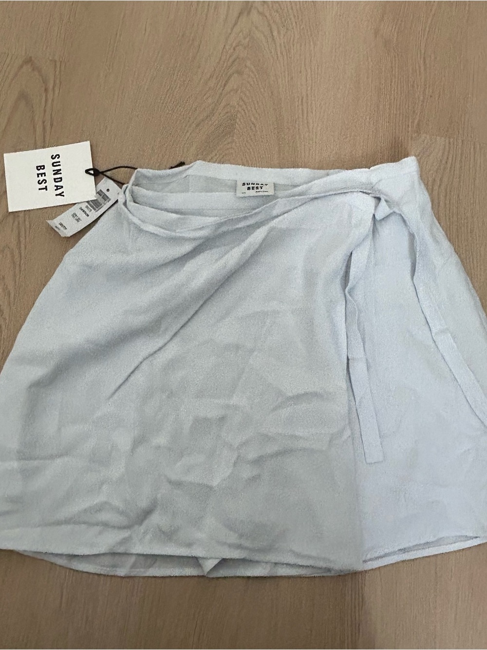 Aritzia Sunday Best Light Blue Side Tie Mini Skirt